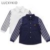 Детские рубашки для мальчиков, 2 цвета, полосатые детские рубашки, одежда для мальчиков-подростков, детская блузка