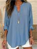 2023 Women's Autumn/Winter V-Neck Cotton Linen Plus Size Shirt - European & American Style