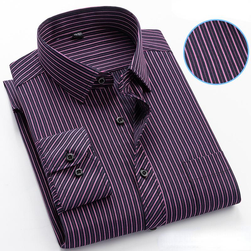 Мужская полосатая рубашка с длинными рукавами, негладкая, против морщин, удобные дышащие деловые повседневные модные тонкие рубашки