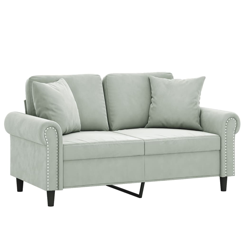 Vidaxl 2-Osobowa Sofa Z Poduszkami, Jasnoszara, 120 Cm, Aksamit
