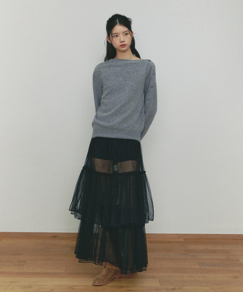 Ceme See-Through Layered Skirt(Bk)