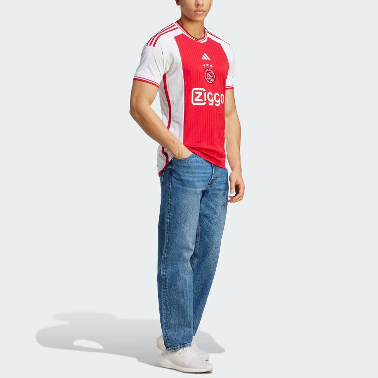 Adidas Футбольная майка Ajax Amsterdam 23/24 Home с буквенным принтом и цветными блоками, с коротким рукавом, мужские топы, темно-красные HZ7725