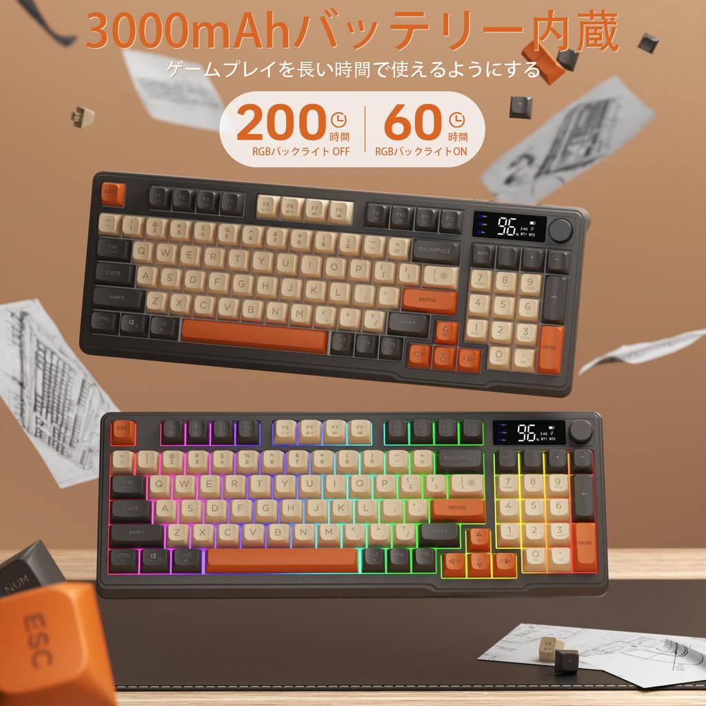 ATTACK SHARK x FREE WOLF M96 Игровая беспроводная двухрежимная беспроводная PBT Patchwork Ball RGB 96 клавиш с ручкой регулировки громкости и электронным длительным сроком службы батареи iOS