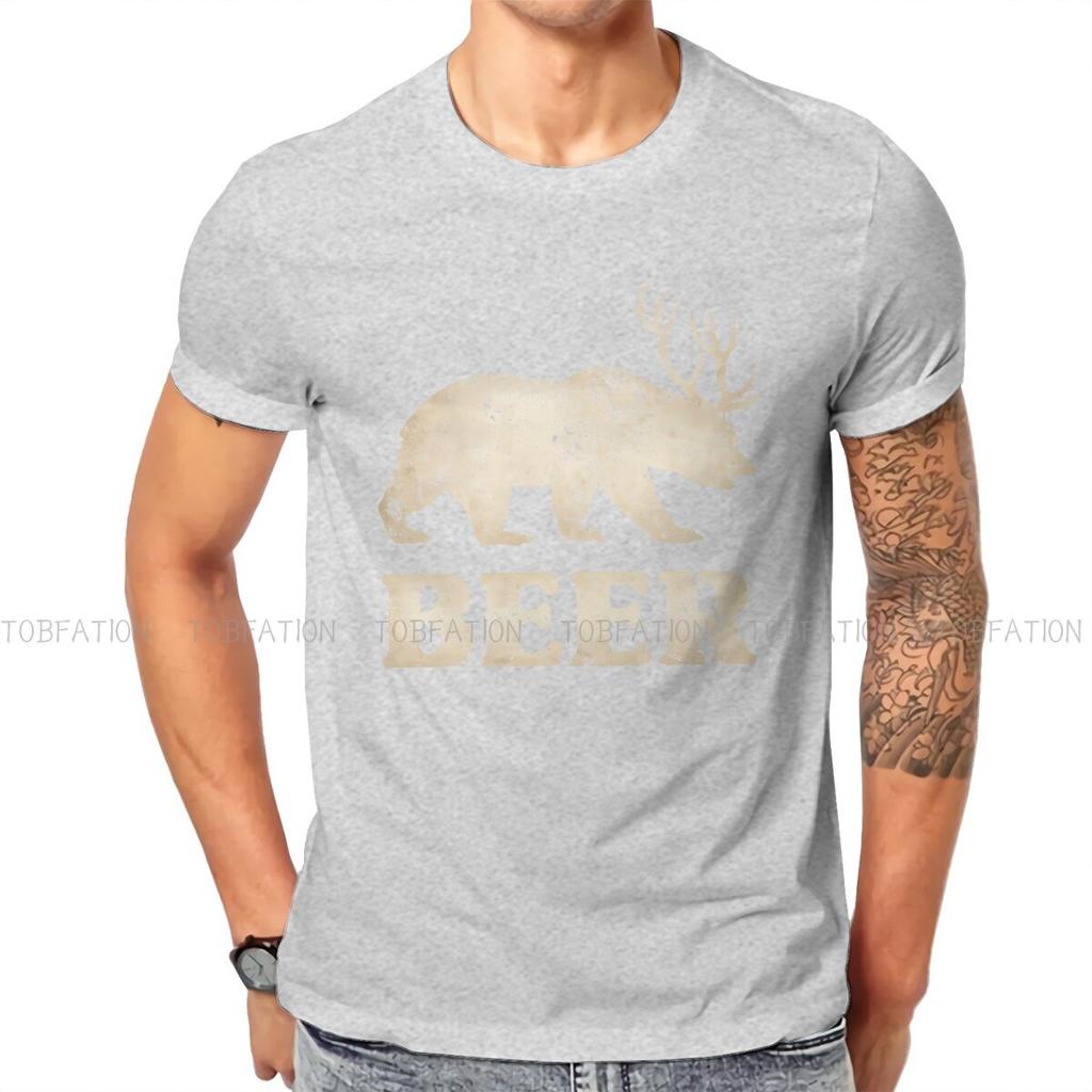 Vintage Bear Deer Fashion Tshirts Male Style Fabric Tops T Shirt O Neck Oversized