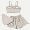 1Set Children's Solid Color Ruffled Two-piece Swimsuit Girls Three-piece Swimsuit Set