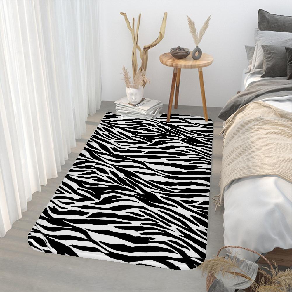 Zebra-stripe Floor Mat Bathroom Mat Kids Room Bedroom Decoration Balcony Anti-Slip Doormat Living Room Bedside Area Rugs