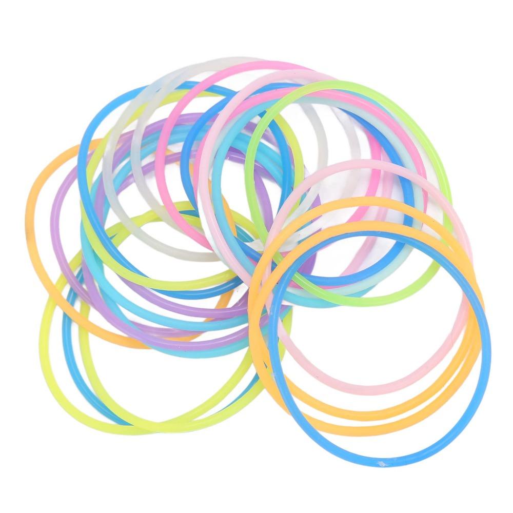 100pcs Gummy Rubbe Silicone Gel Bracelets Elastic Wristband Bracelet  For Girls Women