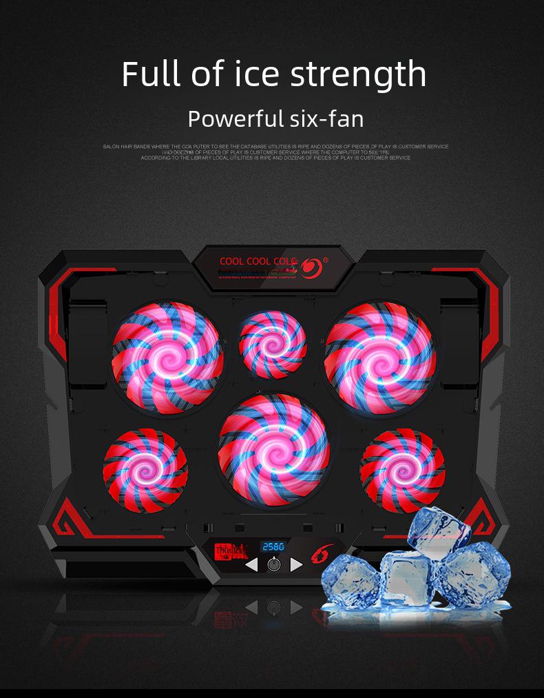 Улучшенный тонкий кулер для ноутбука с шестью вентиляторами и сенсорным управлением для игровых ноутбуков