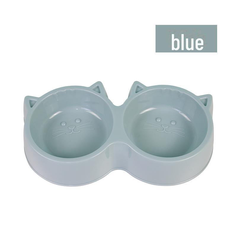 Противоскользящая большая кошачья мордочка, двойная миска для домашних животных, цвет макарон, пластик для собак и кошек