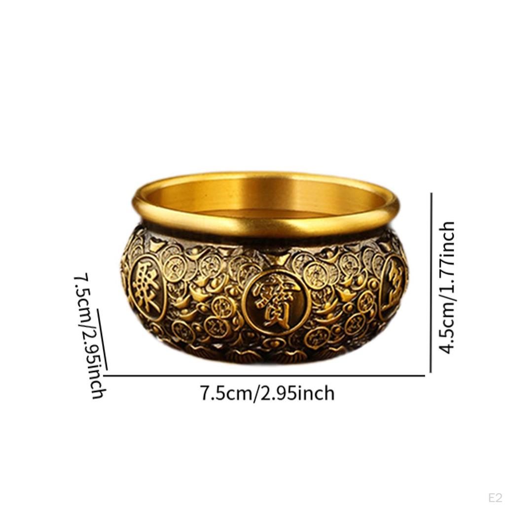 Chinese Treasure Bowl Cornucopia Brass Decorative Desktop Ornament, Table Centerpiece for Desk