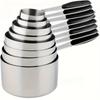 8-Piece Stainless Steel Measuring Cups & Spoons Set with Acacia Wood Handles for Baking & Coffee Seasoning