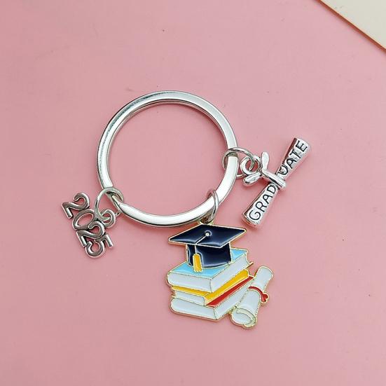 Брелок для ключей в виде выпускной шапки, прочный металлический, класс 2025 года, выпускной бакалавр, шляпа, брелок, держатель, сумка, рюкзак, подвесное украшение