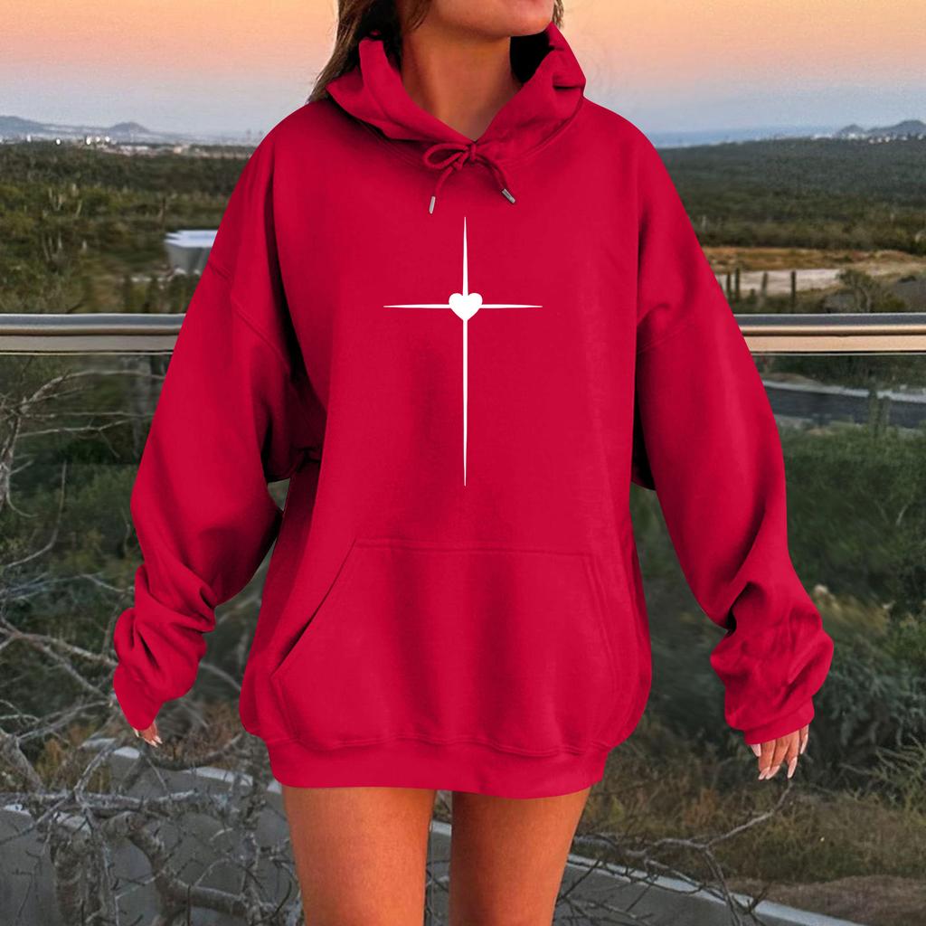 Женский свободный удобный повседневный модный свитшот с капюшоном и длинными рукавами с принтом персонажа