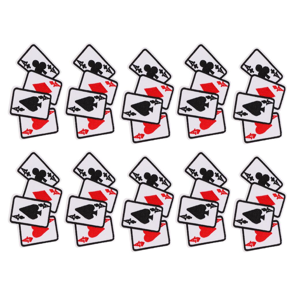 20Pcs Iron On Patch Embroidered Playing Card Patch Applique for Clothes Dress Hat DIY Accessories