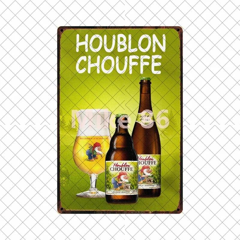 Майк Бельгийское пиво La Mc Вишневое Chouffe Bok Soleil Металлическая жестяная табличка Настенный плакат Железная живопись Декор паба S СМ