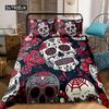 Sugar Skull Bedding Comforter Cover Set Gothic Duvet Cover Twin/Full/Queen/King Set 3 Pieces Soft Microfiber Duvet Cover