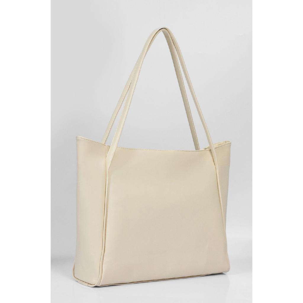 Women's Black Zipper Shopper Bag