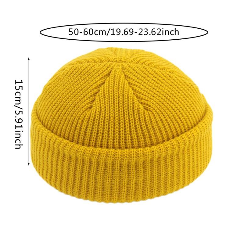 Knitted Beanie Hat Unisex Cap Fashion Hip-hop Cuffed Short Cap Bonnet Warm Ribbed Fisherman Hat