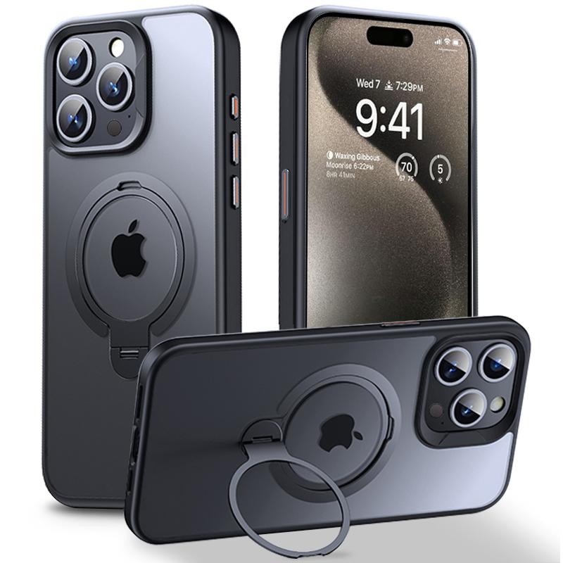 Чехол для мобильного телефона iPhone 15 Pro Max с магнитной подставкой, покрытие из ТПУ+ПК, совместимый с MagSafe