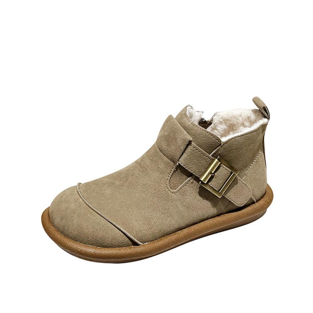 Зимние ботинки Zapatos Mujer Mori System Retro Cowhide Casual College Versatile Short Women's Boots Frosted Leather England Single