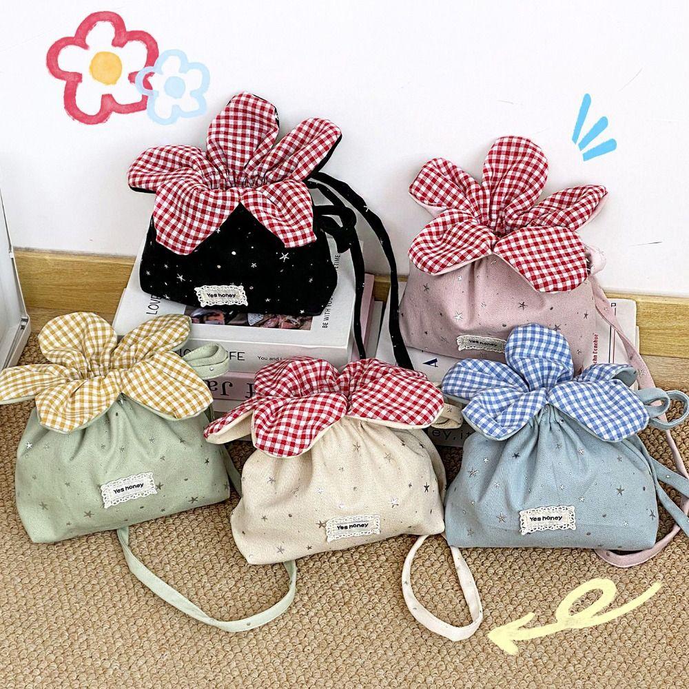 Bundle Pocket Flower Drawstring Crossbody Bag Korean Style Flower Handbag Women
