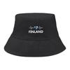 Heart Waves Finland Flag Print Bucket Hat , Patriotic Sun Cap Reversible Wide Brim Sun Protection Fishing Hat