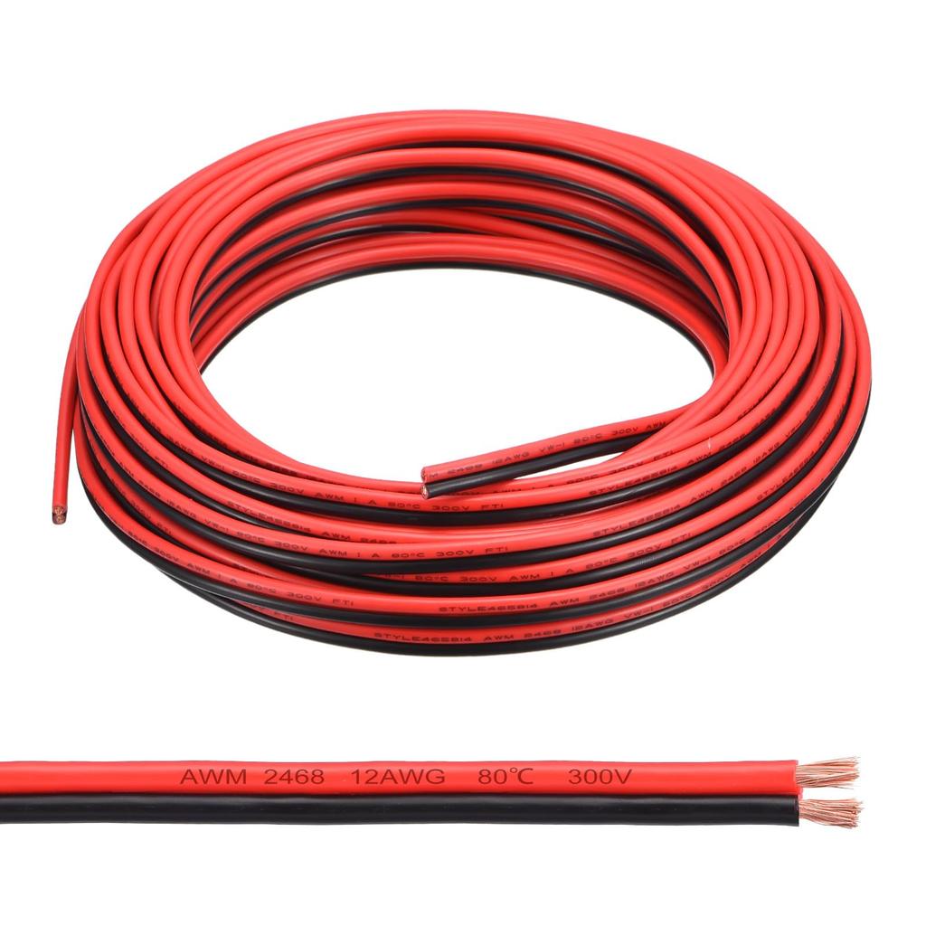 uxcell 2468 12AWG 15m PVC Copper Wire Cable, Red and Black, for LED Strip Lamp Lighting