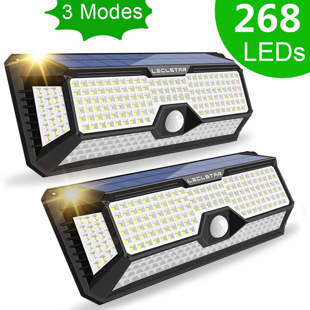 268 LED Solar Reflector Lights 3 Modes Waterproof Motion Sensor Spotlight Outdoor Lighting Solar Street Lights for Patio Garage