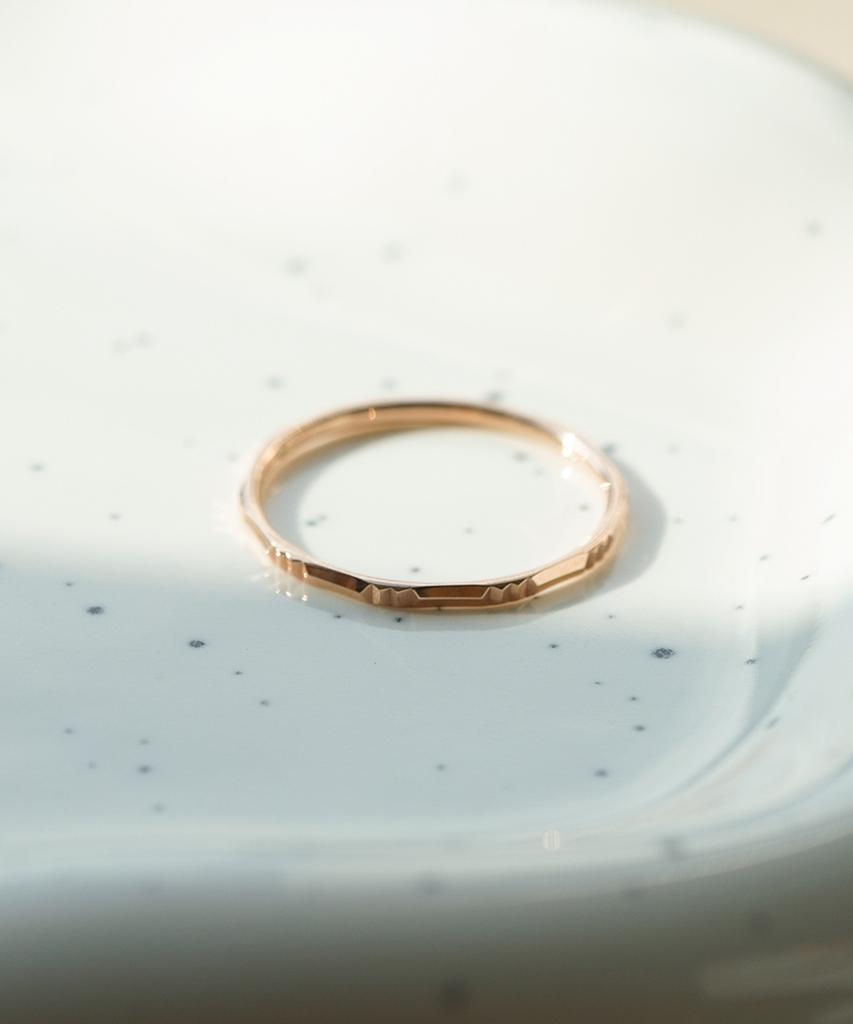 Alleun 14K 18K Cut Thread Gold Rings Layered Cherish Friendship