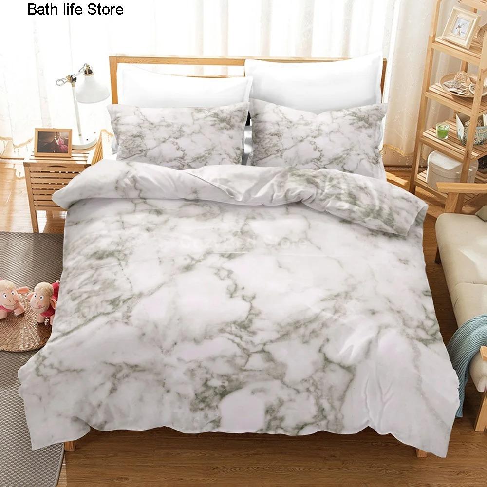 Gold White Marble Bedding Set Luxury Duvet Cover Queen King Size Soft Comforter Bed Linen for Adults