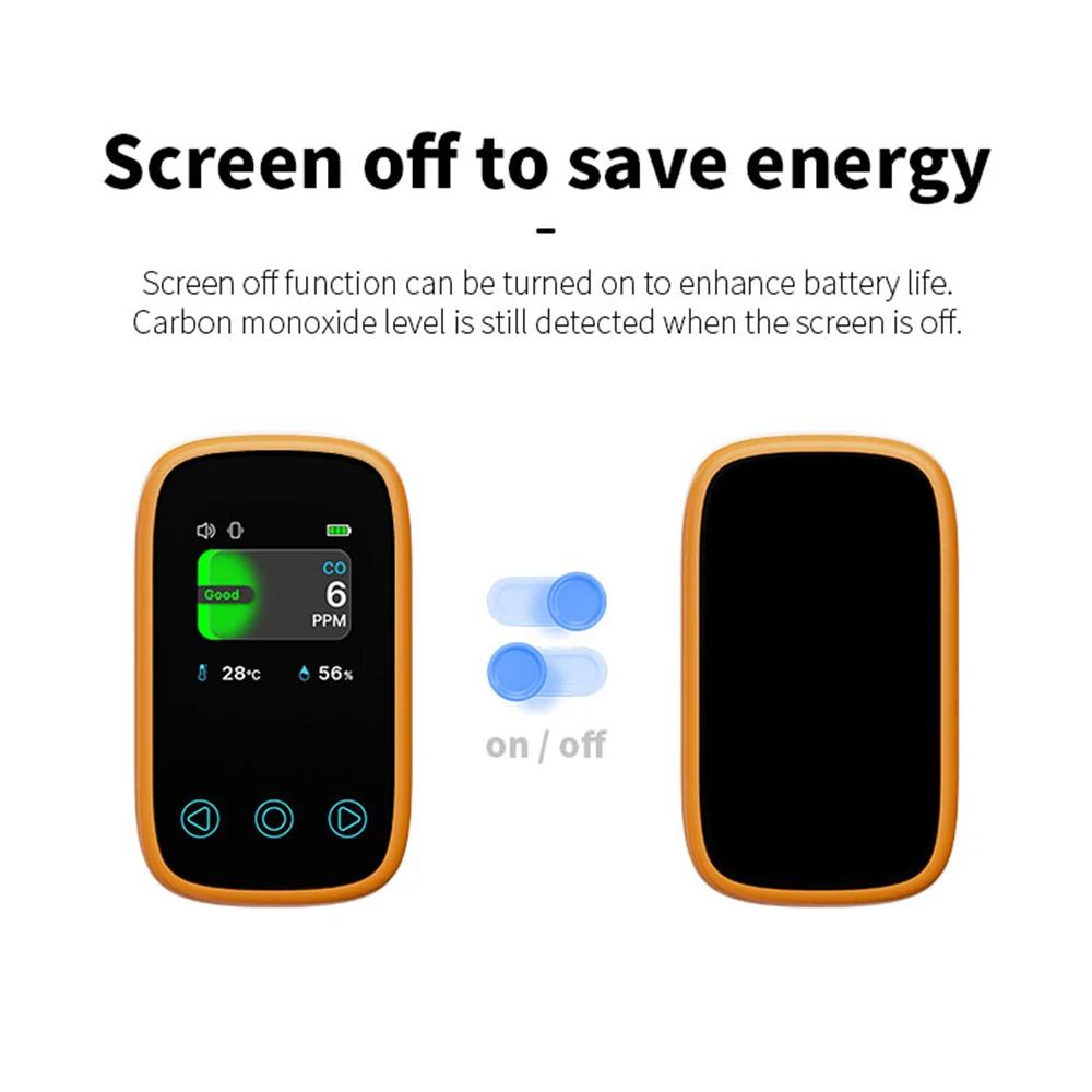 Мини-детектор угарного газа - портативный монитор качества воздуха CO с датчиком температуры и влажности, зарядка Type-C для помещений