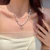 Pink Zircon Butterfly Zircon Double Layered Necklace Luxurious Niche Girl Sweet Collarbone Chain Party Dress Matching