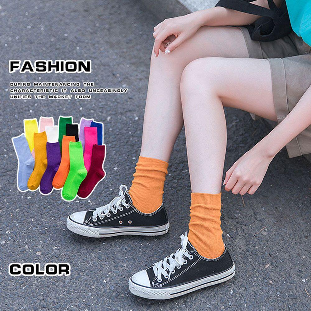 Candy Color Breathable Ankle-High Winter warm Cotton Socks Knitting Hosiery Stocking
