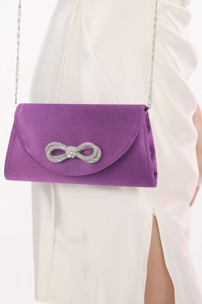 Women's Evening Dress Bag with Stone and Magnetic Cover, Can Be Used In Hand and with Shoulder Strap