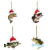 Fun And Colorful Cartoon Style Green Bass Fish Christmas Tree Hanging Ornament
