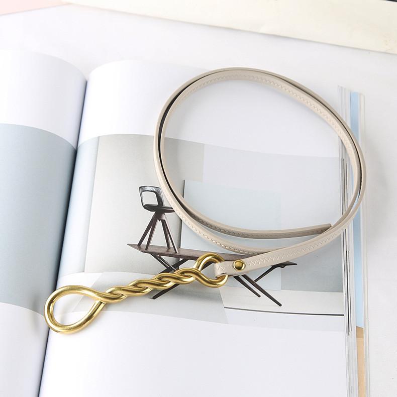 Fashion Gold Twists Knot Decoration Women Thin Belt For Fashion Dress And Summer Outfits