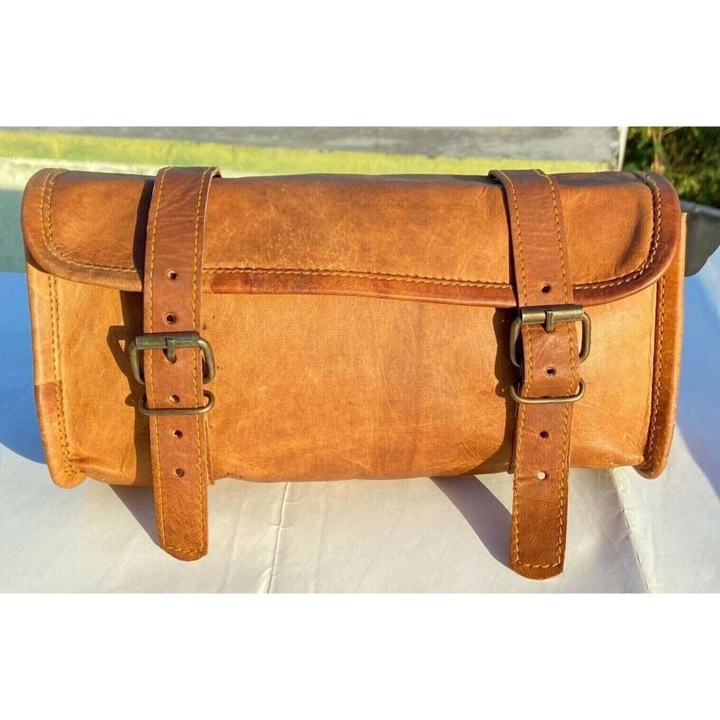 Leather Motorcycle Pouch Panniers Saddle Bag Saddlebags Brown Luggage Handmade