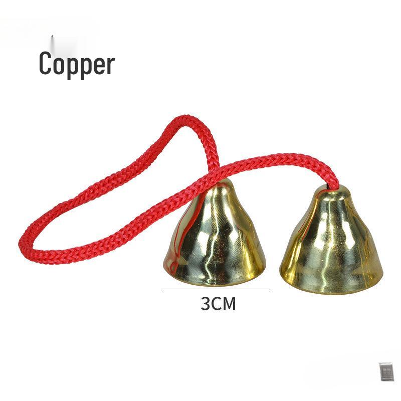 Jingle Bells Musical Instrument for First-Grade Music Class - Wooden Handle & Red Rope Copper-Plated Bell