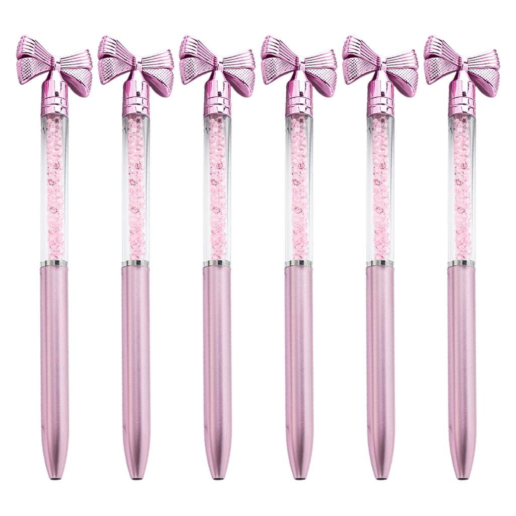 6 шт. шариковая ручка с бантом, хрустальная ручка для подписи, поворотная ручка для подписи, наконечник 1,0 мм, плавно пишущая ручка для бизнеса, подарочная ручка