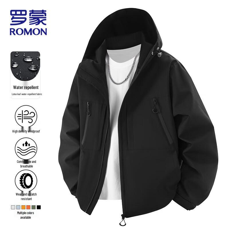 ROMON Men's Business Casual Hooded Jacket