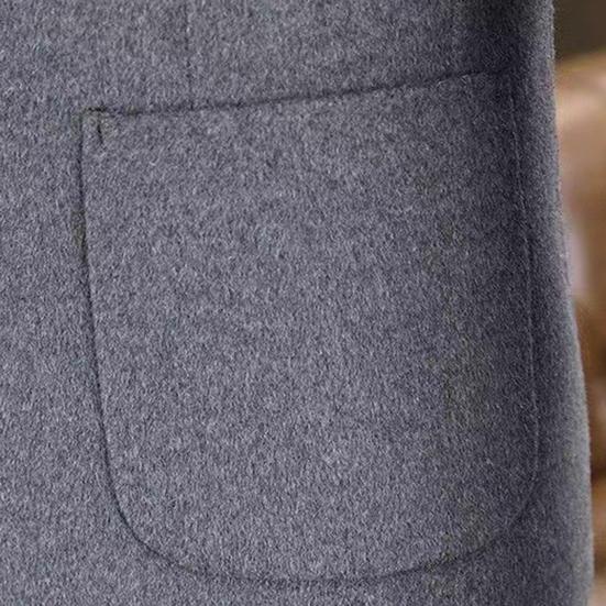 Шерстяной пиджак с лацканами, длинный рукав, однобортный пиджак на двух пуговицах с карманами, однотонный пиджак