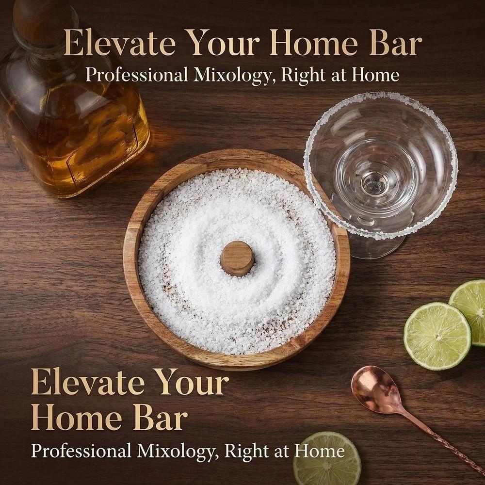 Portable Seasoning Dish Wooden Sugar Edge Box Margarita Salt Rimmer Drinks Garnish
