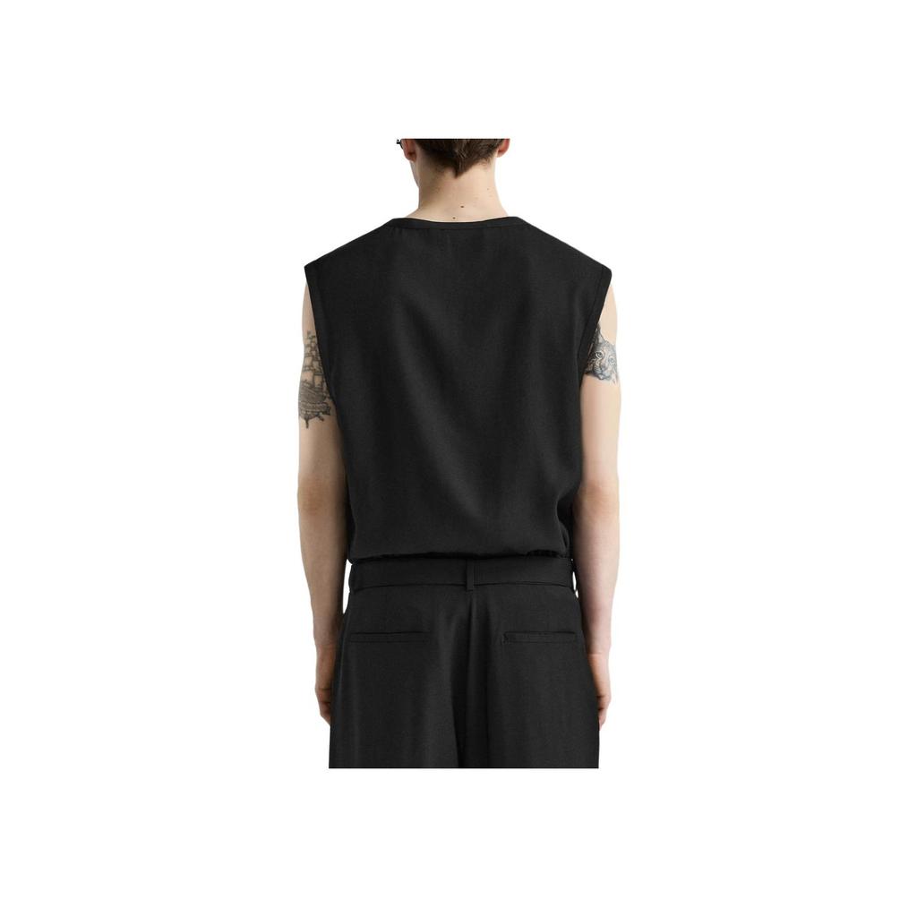 Zara Однотонная футболка без рукавов с круглым вырезом, мужская, черная 7545348-800