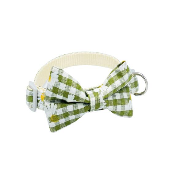 Ожерелье с изображением кошки, регулируемая ткань, защищающая от побега, очаровательный декор с бантом, клетчатый ошейник для домашних животных и маленьких собак