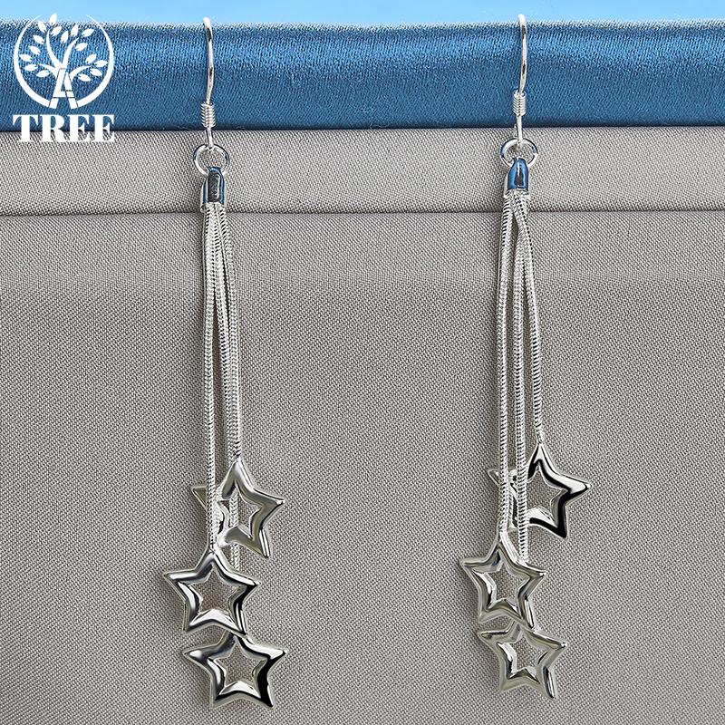 Ювелирные изделия из стерлингового серебра 925 пробы с тремя змеиными цепочками и звездами-капельками