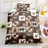 Rustic Retro Style Series Animal Puzzle Print Bedding Set Soft Comfortable Duvet Cover For Bedroom 1*Duvet Cover+2*Pillowcase