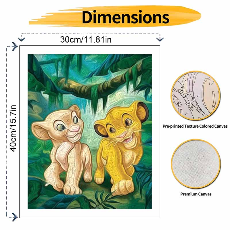 Disney Oil Painting Painting Art Lion King Simba Nala Hobby Cultivating Gifts Home Decoration