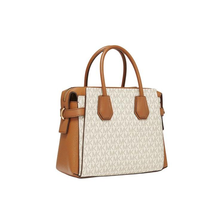 Michael Kors Mercer Classic Monogram Металлический Логотип Кожаная и Синтетическая Кожаная Сумка Через Плечо для Поездок Женские Сумки 35F2GM9S1B-150