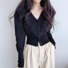 Women's Knitted Cardigan Autumn and Winter New Item Solid Color Slim Fit Short Sweater Cardigan