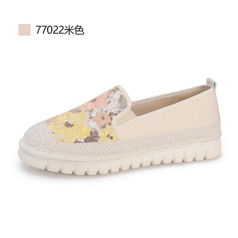Taiheyuan Spring and Autumn New Women's Soft, Comfortable, Non slip, Lightweight sequin Vacation Style One Step Thick Bottom Fisherman's Shoes